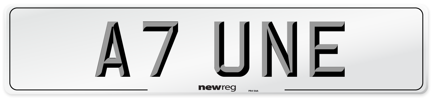 A7 UNE Number Plate from New Reg